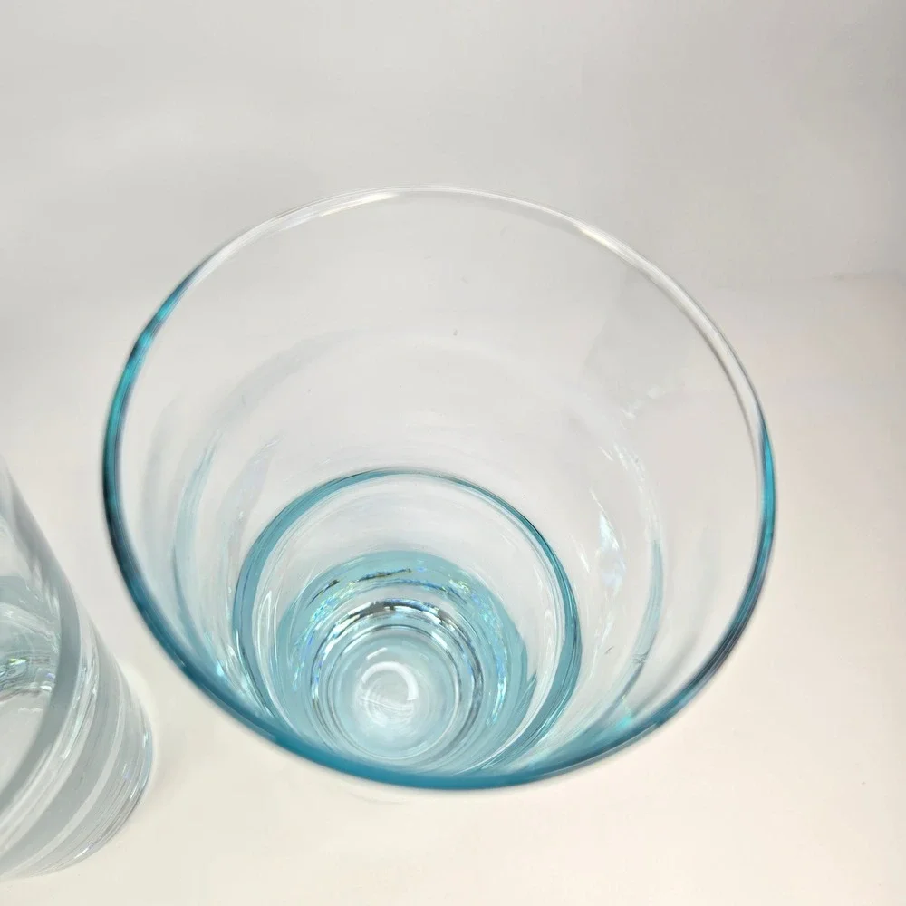 3 Vintage 70s Libbey Aqua Blue Ripple Saturn Optic Glasses Tumblers 6-1/2" 12 oz - Picture 4 of 8